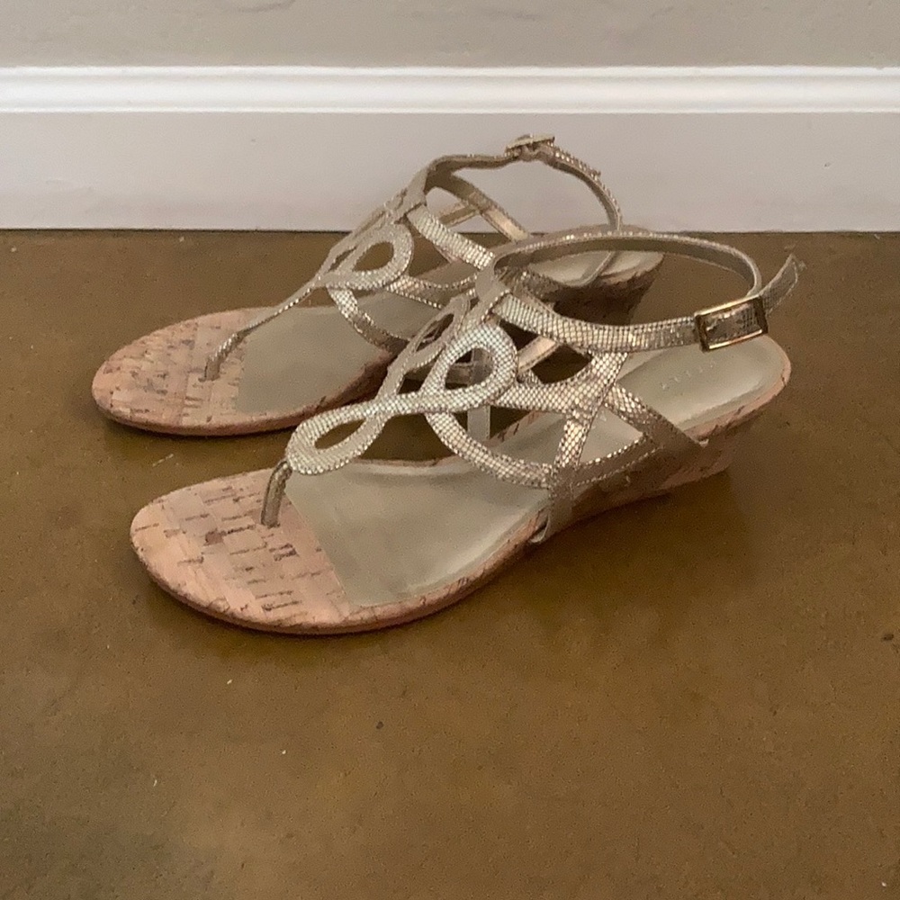 Gold wedge sandals - worn one time!